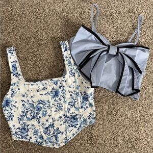 Floral Blue and White Corset Top